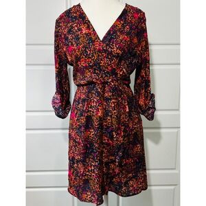 Collective Concepts Print Dress‎ V-Neck Long Sleeve Mini Dress Size S